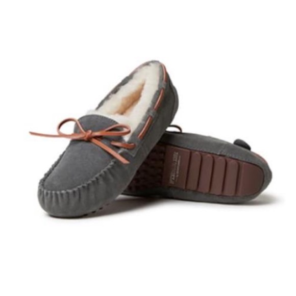 Victoria Genuine Shearling Lace Moccasin Slipper - Picture 1 of 10